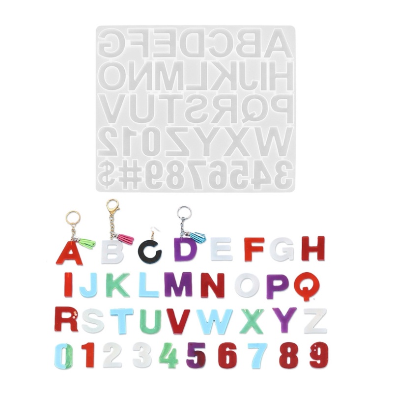 Sa Khuôn Silicon Làm Móc Khóa / Trang Sức Hình Chữ Cái DIY