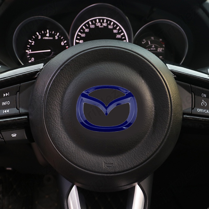 Miếng Dán Logo Bằng Thép Không Gỉ Cho Vô Lăng Xe Hơi Mazda 2 3 5 6 CX5 Demi CX3 CX30 MX5 CX7 8 323 CX9 CX8