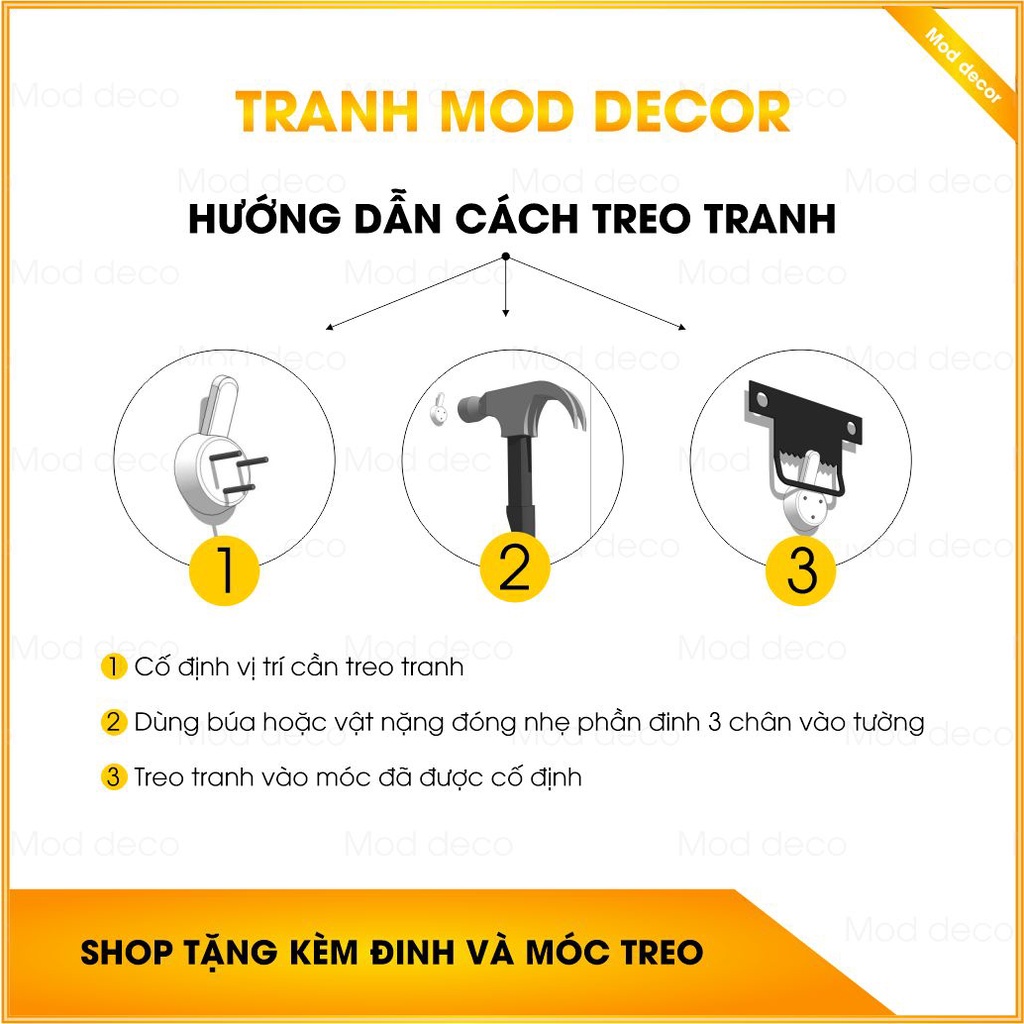 Set 6 Tranh Treo Tường, Tranh Phòng Khách, Tranh Phòng Ngủ, Tranh Dán Tường - Có Khung | 3H