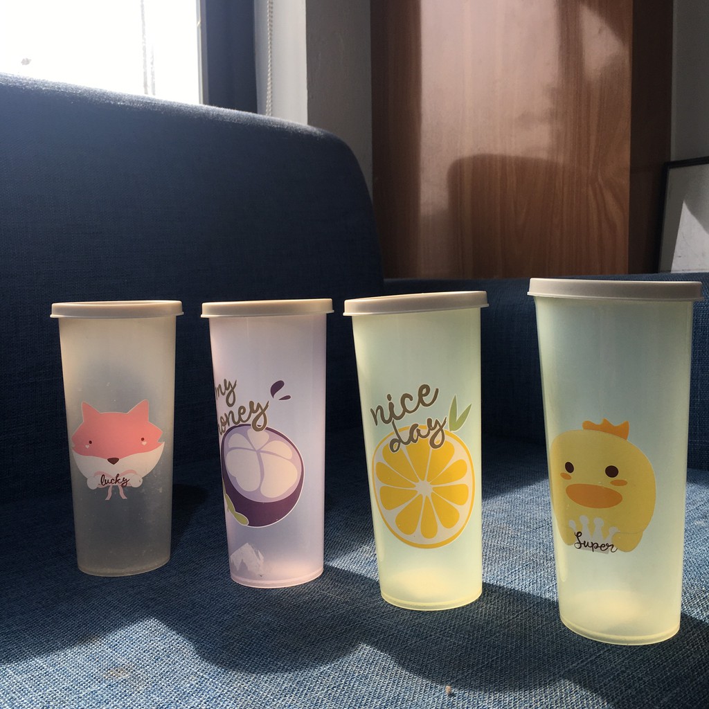 Cốc Nhựa Có Nắp Dùng Nhiều Lần 300ml 400ml An Toàn Tiện Lợi