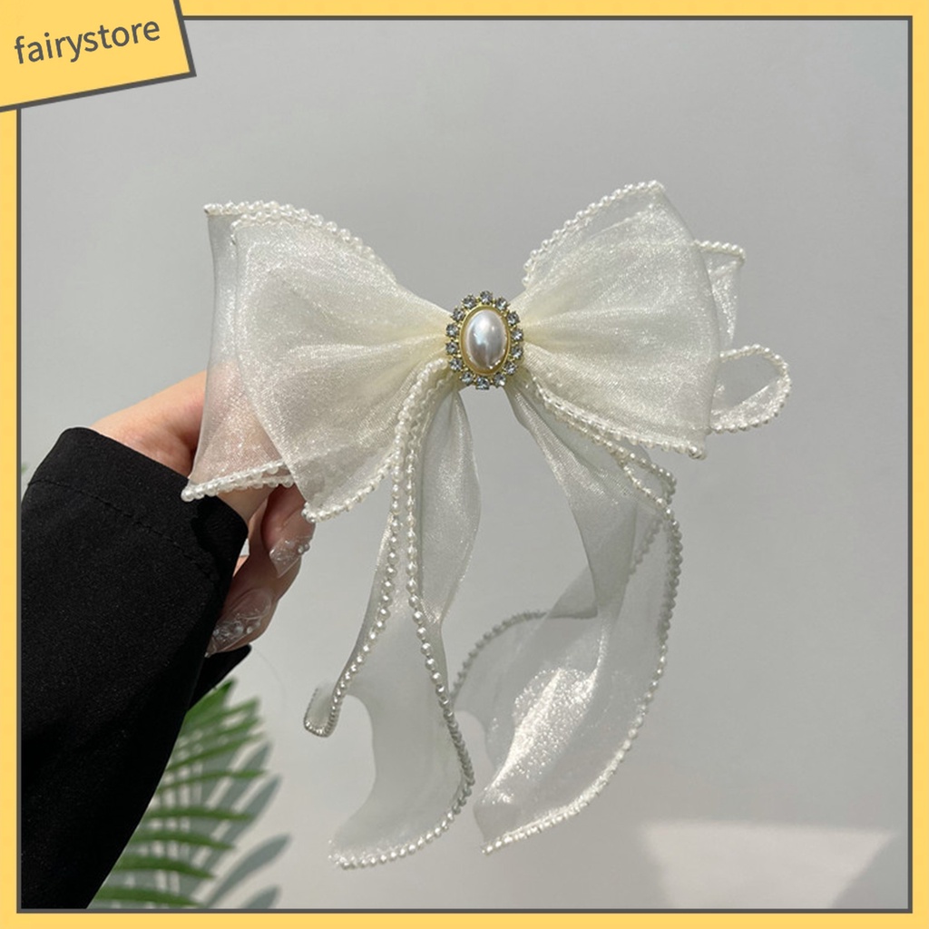 [Fairy] Kẹp Tóc Thắt Nơ Lưới Xuyên Thấu Trang Trí Thanh Lịch Chống Trượt Nhỏ Gọn Phong Cách Ngọt Ngào