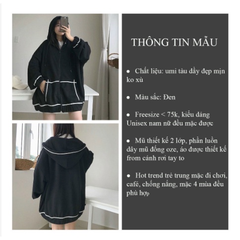 Áo khoác hoodie có mũ dây kéo VIỀN RÓT Unisex Áo khoác nam nữ form rộng thời trang hot trend - GEN_ZOO | BigBuy360 - bigbuy360.vn