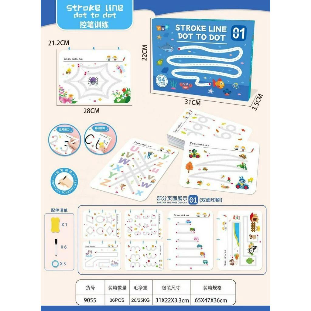 Bộ Tập Tô Vẽ Thông Minh Xóa Được Xóa Được,Tặng Kèm Bút Dạ, Luyện Viết Chữ Cho Bé 64 trang