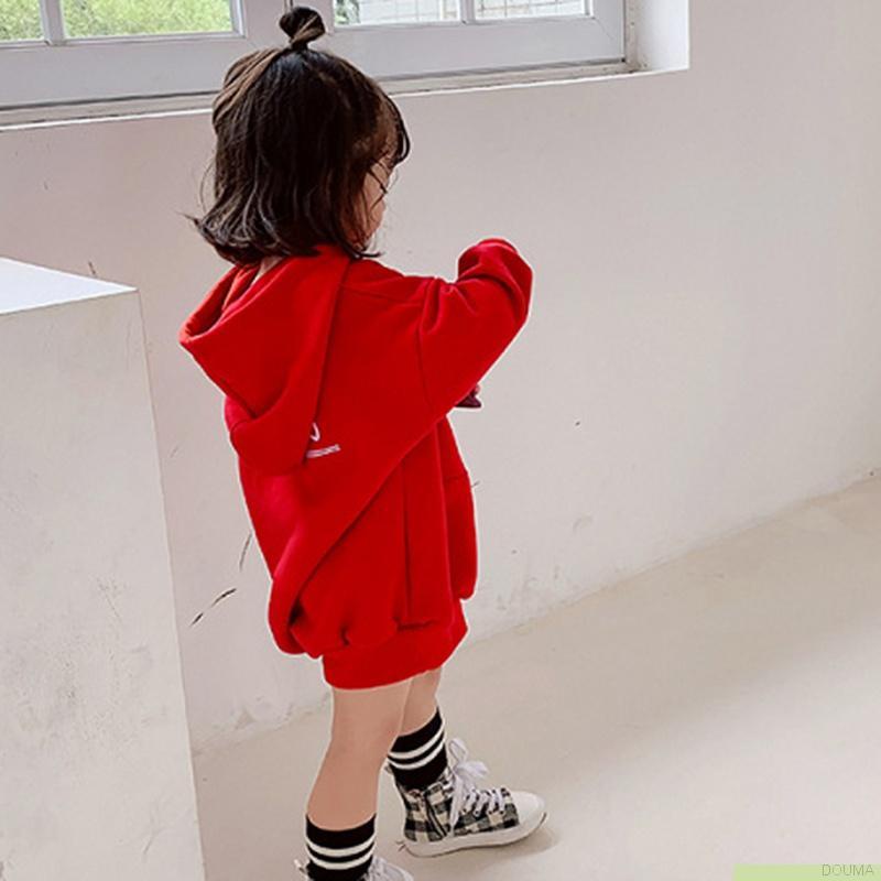Đầm hoodie tay dài dáng rộng thời trang thu đông dành cho bé gái