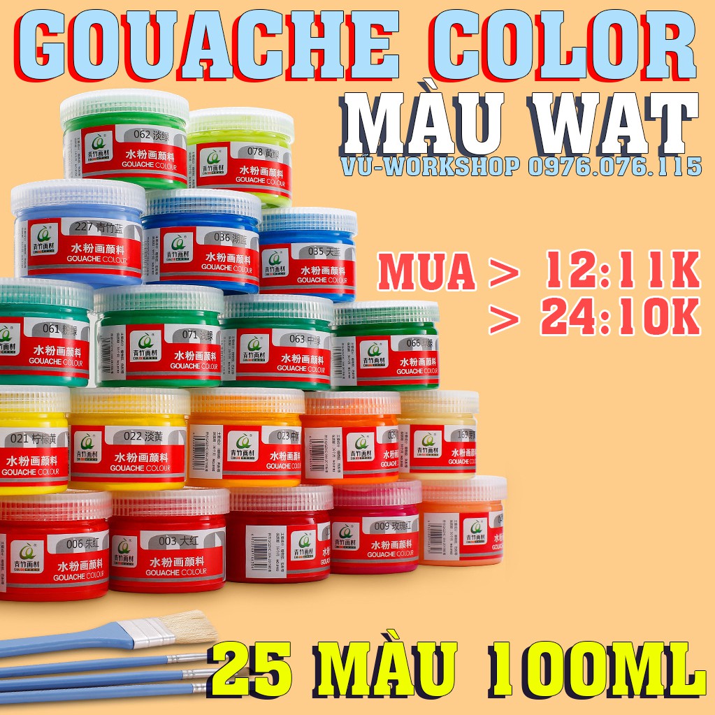 Màu Wat - Goache Color 100ml - 25 màu