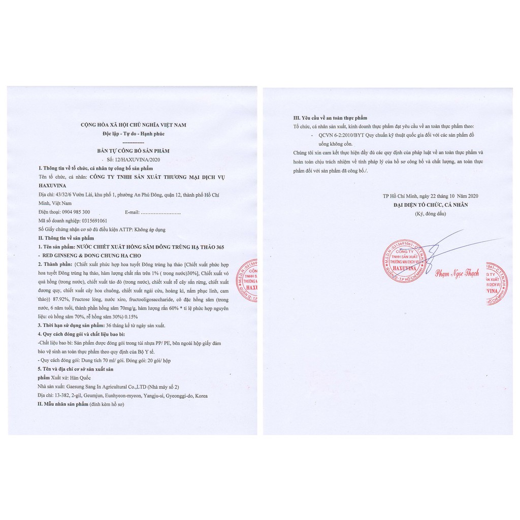 Nước Chiết Xuất Hồng Sâm Đông Trùng Hạ Thảo Hansusam 365 Red Ginseng &amp; Dong Chung Ha Cho Hàn Quốc (Hộp 20 Gói x 70 ml)