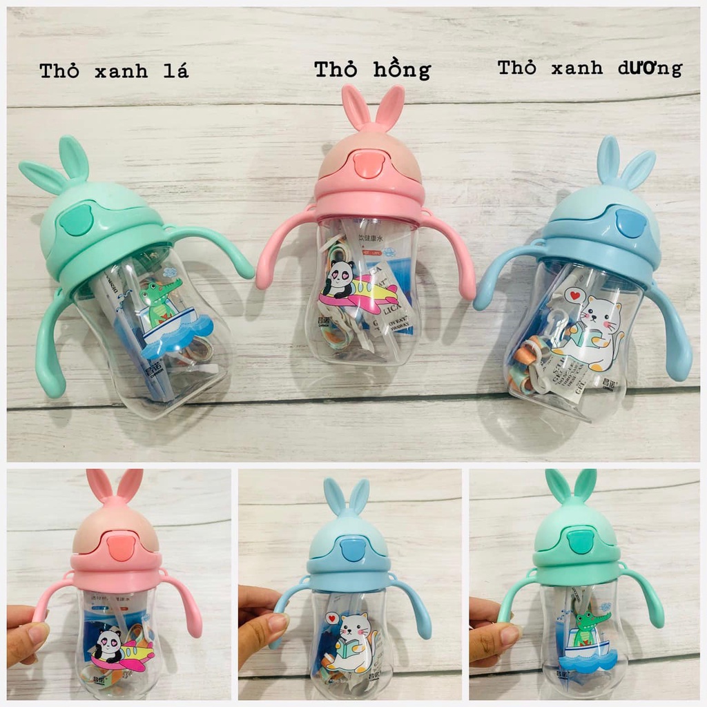 Bình Tập Uống Nước Hình Ngôi Sao Cho Bé Kèm Dây Đeo tặng cọ rửa ống hút Thocgaoshop8989