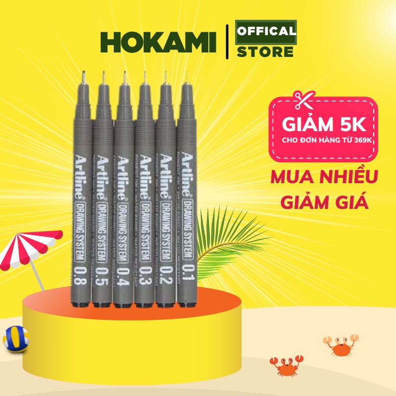 Bộ 4 bút vẽ kỹ thuật Artline 0,1mm , 0,2mm, 0,3mm , 0,4mm - văn phòng phẩm - HOKAMI STORE