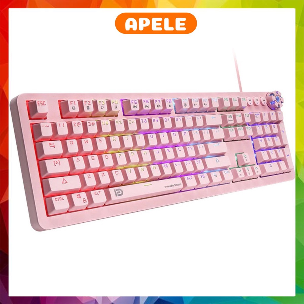 Bàn Phím Cơ Máy Tính Màu Hồng FD IK619 HJK 900 Chơi Game Dùng Văn Phòng cực mượt APELE