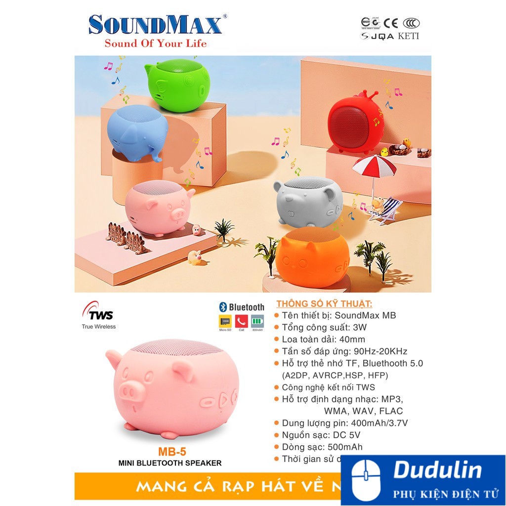 Loa Bluetooth mini hình thú SoundMax MB (Hành Chính Hãng)