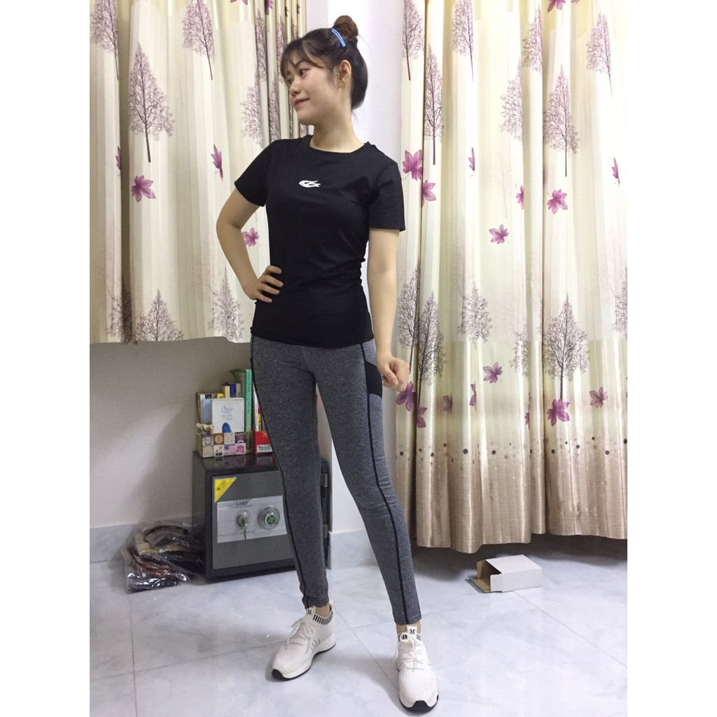 Bộ quần dài Legging và áo thun thể thao phong cách Hàn Quốc ( Đồ tập Gym, Yoga )