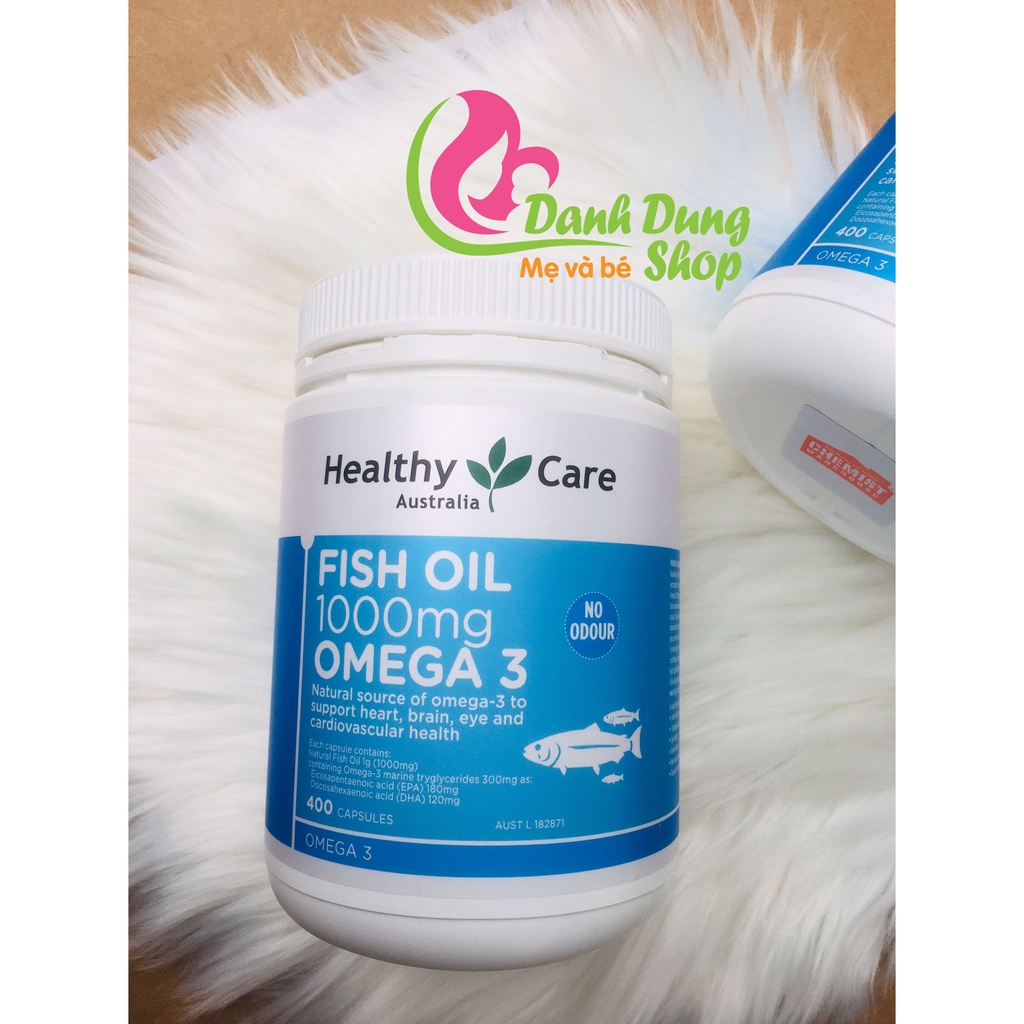  Dầu cá Fish Oil 1000mg Omega 3 Healthy Care, 400 viên - Mẫu mới