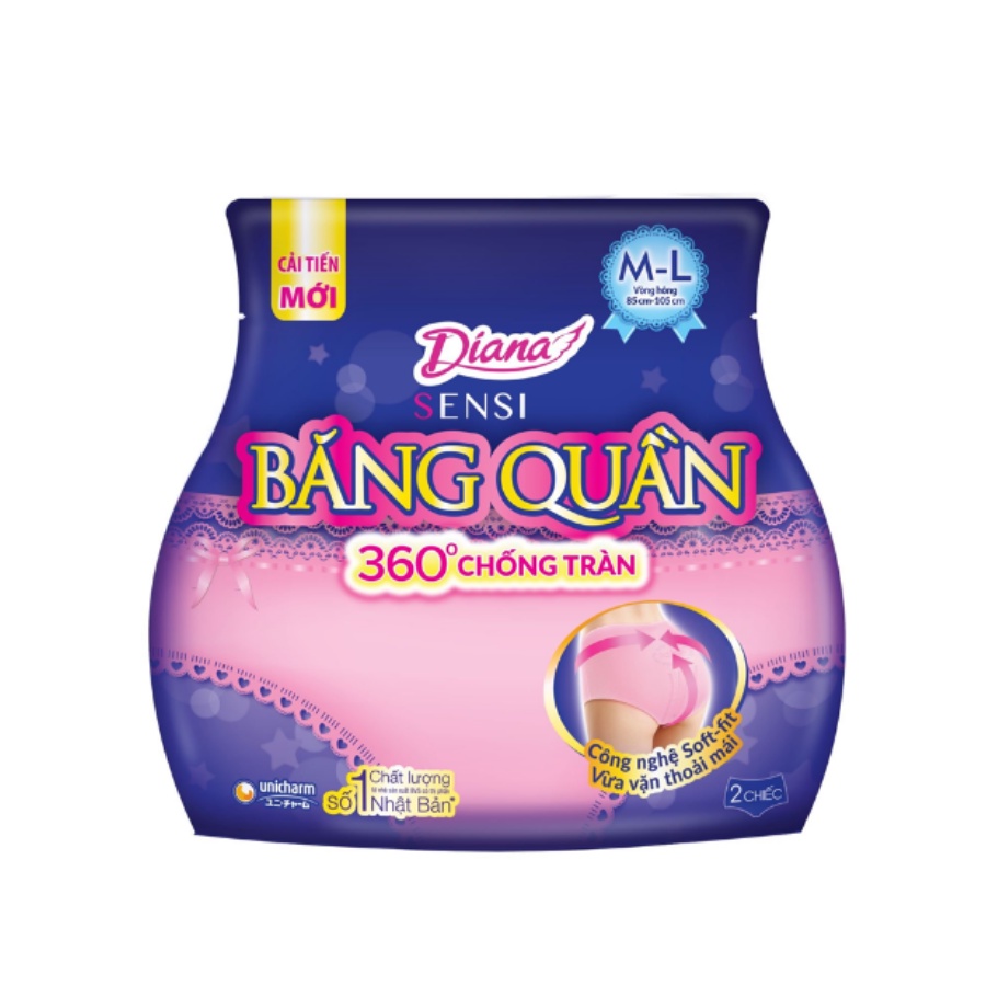 Băng Vệ Sinh Ban Đêm Dạng Quần Size M-L Diana 2 Miếng