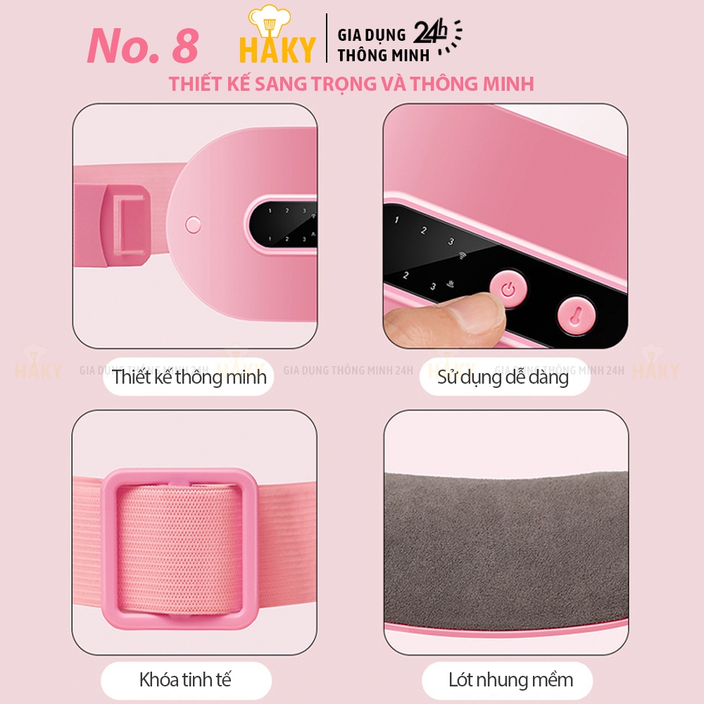 Đai massage chườm nóng giảm đau bụng kinh cho bạn gái, HAKY039, máy massage bụng cao cấp giảm đau tức thì
