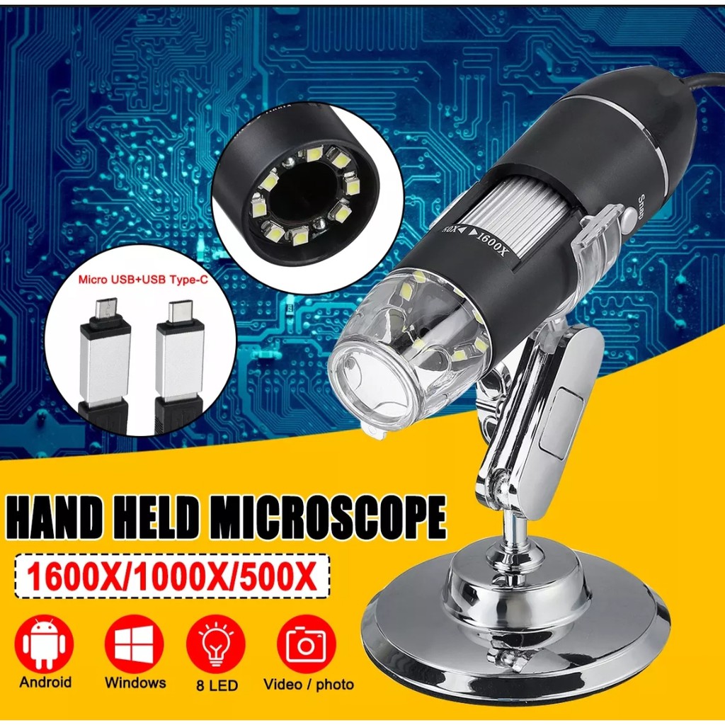 Kính hiển vi điện tử phóng đại 1600X Digital Microscope kết nối điện thoại máy tính cho hình ảnh rõ nét sinh động