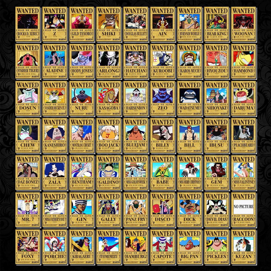 Độc Quyền Phản Quang 7 Màu] Thẻ Bài - Wanted nhân vật One Piece - Khổ 6.3 cm x 9 cm