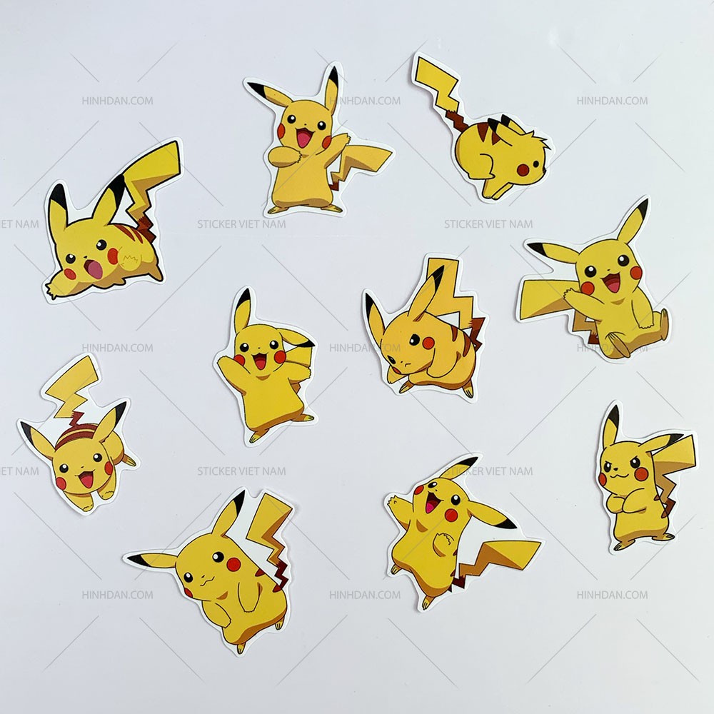 Sticker PIKACHU hình dán chống nước trang trí xe, laptop, nón bảo hiểm, tem dán đàn guitar, xe cub , decal dán