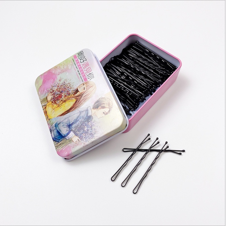 Hộp 100 Kẹp gim tăm cứng chữ Y bằng thép chống gỉ  màu đen chuyên dùng cho makeup làm tóc