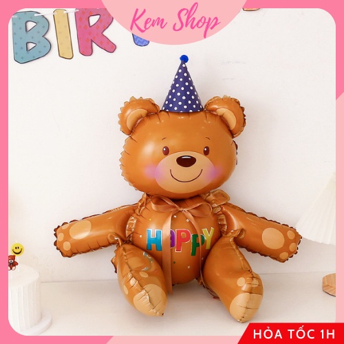 Bóng gấu nâu Teddy 3D size đại Kem Shop trang trí sinh nhật - K206