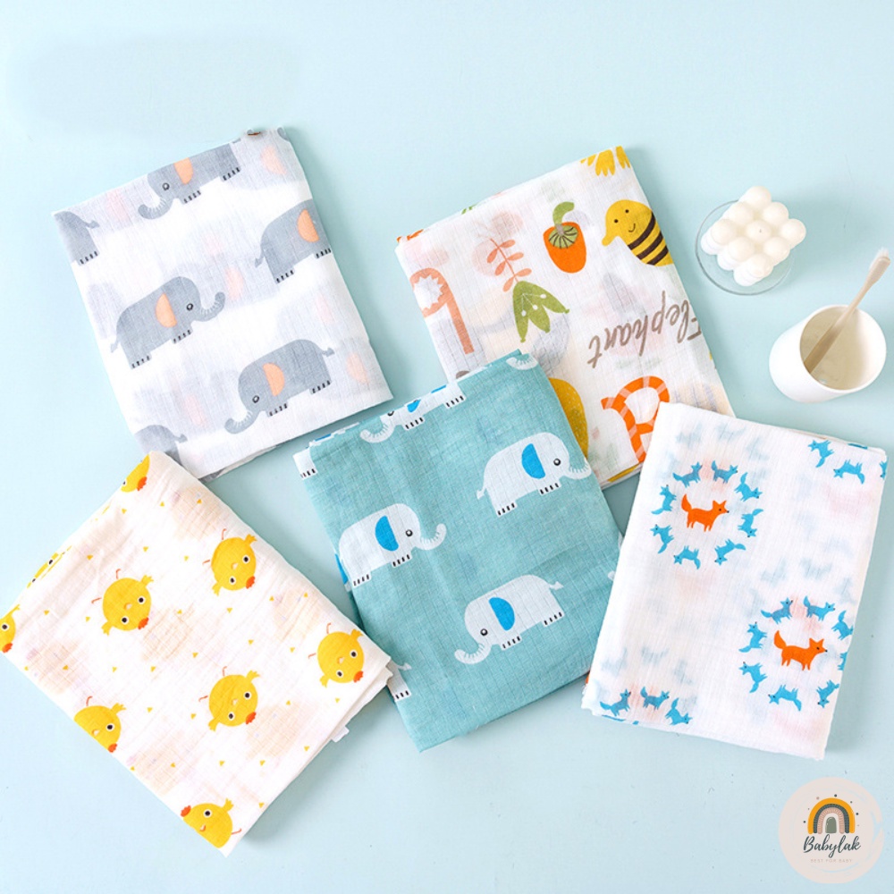 Khăn muslin 2 lớp đa năng cho bé - khổ 110x110 cm - Hàng cao cấp 100% cotton siêu mềm mại