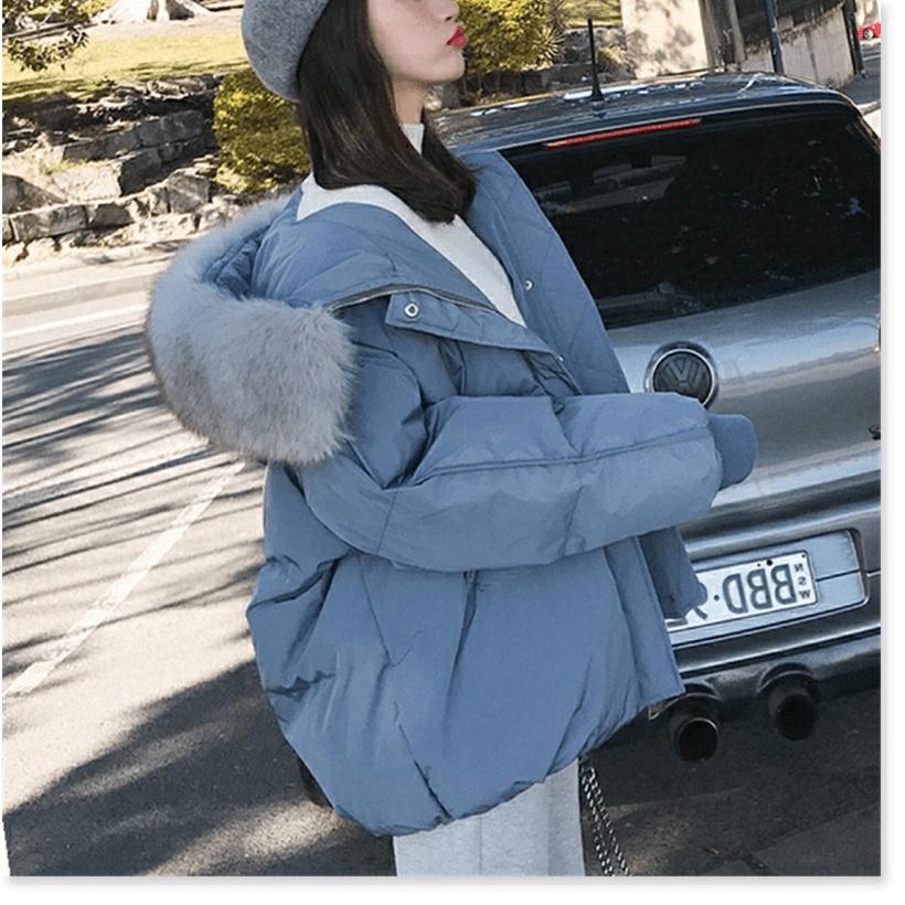 Áo Khoác Phao Nữ Cổ Lông Siêu Ấm