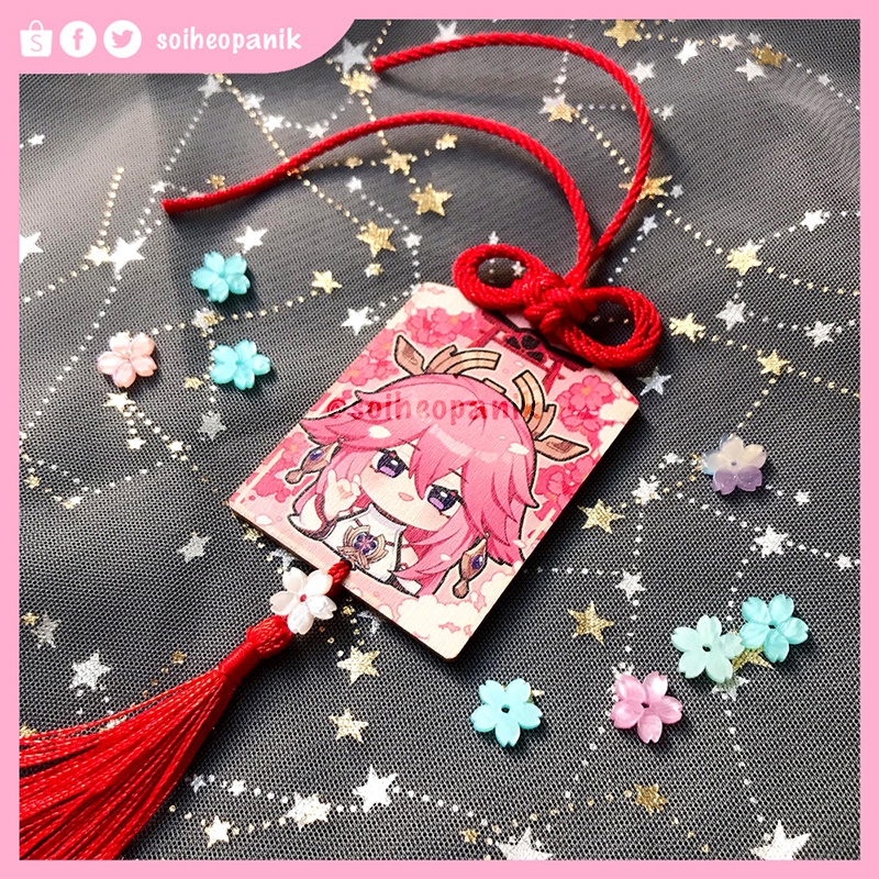 Móc khóa gỗ Omamori Genshin Impact