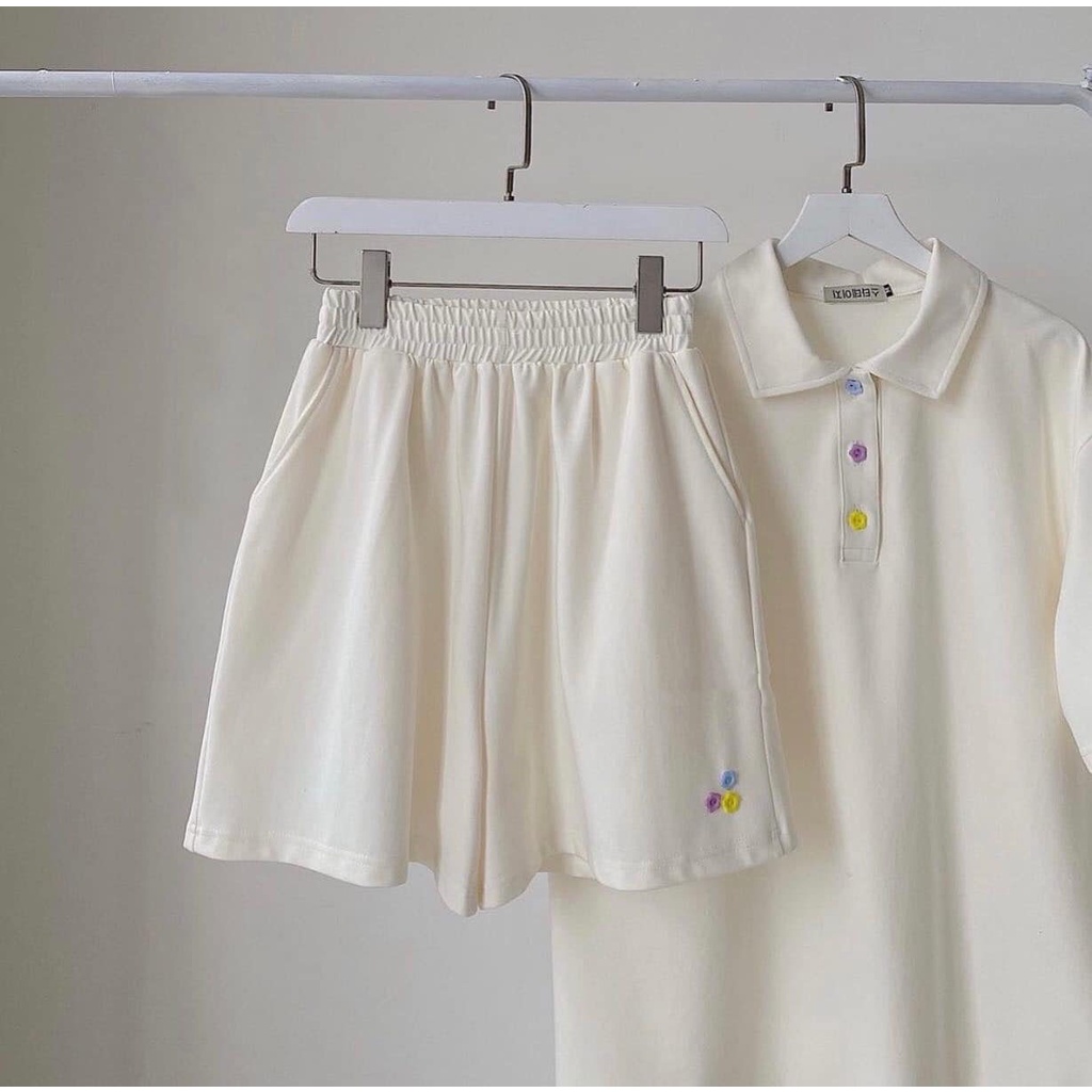 Set Đồ Nữ Đi Chơi NOAL Chất Vải Mềm Mịn Thoáng Mát Set Áo Polo Nữ Kèm Quần Short Cá Tính Lên Form Siêu Xinh 8128 Và10094