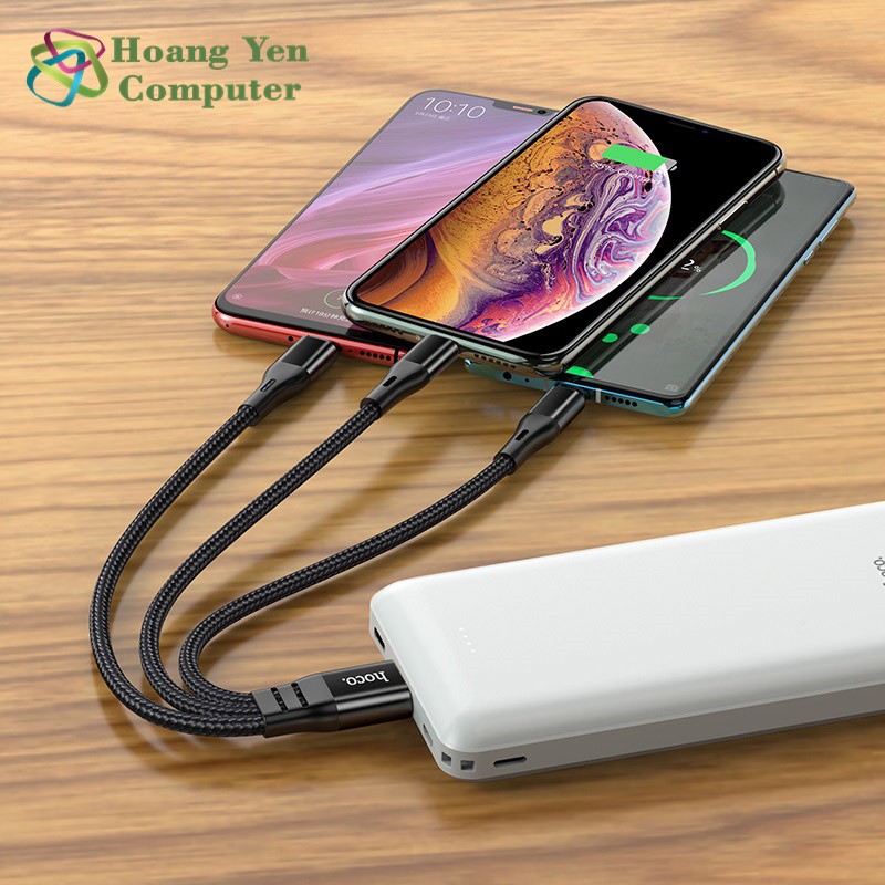 [25CM] Cáp Sạc Hoco X47 3 Đầu IPhone - Micro Usb - Type C Dây Dù Chống Đứt Dài 1M - BH 6 Tháng 1 đổi 1