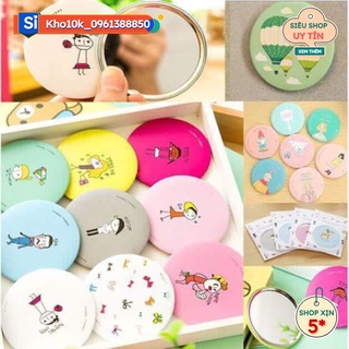 Gương trang điểm mini siêu cute cầm tay bỏ túi Hàn Quốc tiện lợi