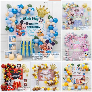sét y hình  (IN TÊN RIÊNG MỖI BÉ) Set bóng trang trí sinh nhật kèm phông bạt và in tên bé sinh nhật cho bé tuổi chuột, t