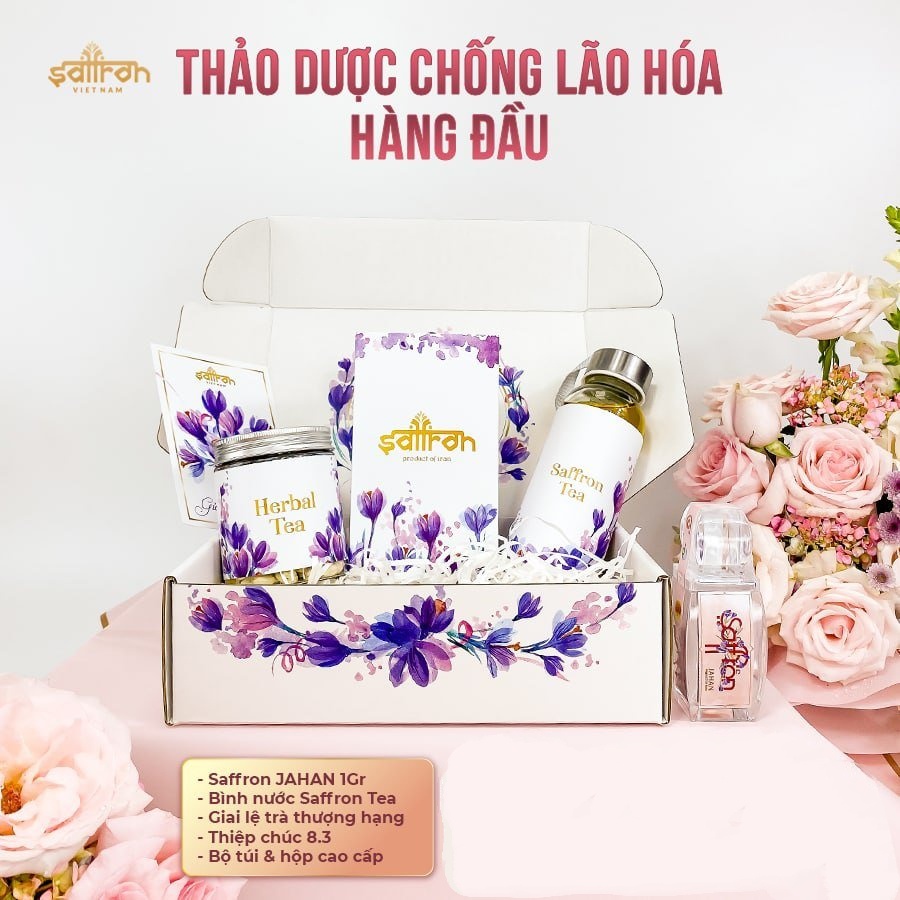 Nhụy Hoa Nghệ Tây SAFFRON SALAM 1Gr kèm trà hoa