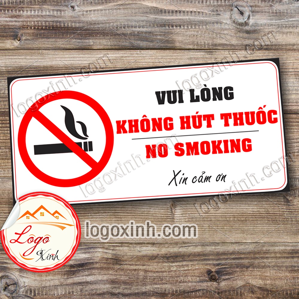 LOGO TEM STICKER KHÔNG HÚT THUỐC LÁ, DÙNG CHO NHÀ Ở, CÔNG TY, VĂN PHÒNG, NƠI CÔNG CỘNG......NO SMOKING