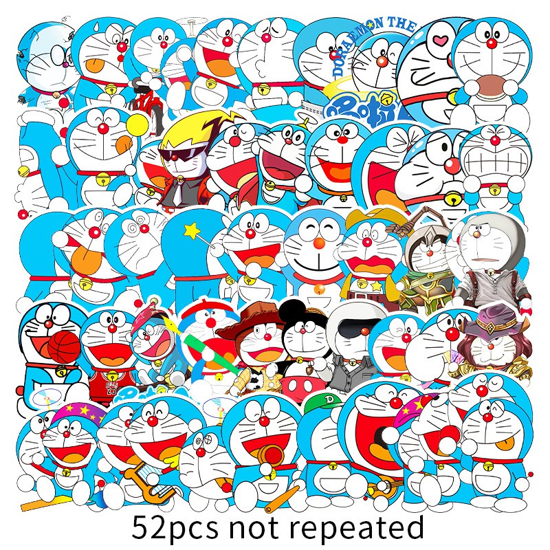 Set 52 tấm Sticker Doreamon họa tiết dễ thương size lớn MÃ ST2035