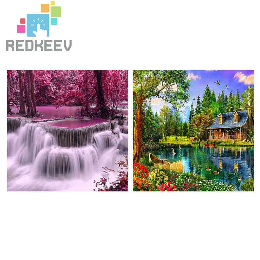 Bộ Tranh Đính Đá Tự Làm Toàn Diện Hình Phong Cảnh Trang Trí Nhà Cửa