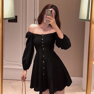 Đầm ulzzang mỏng tay bồng retro