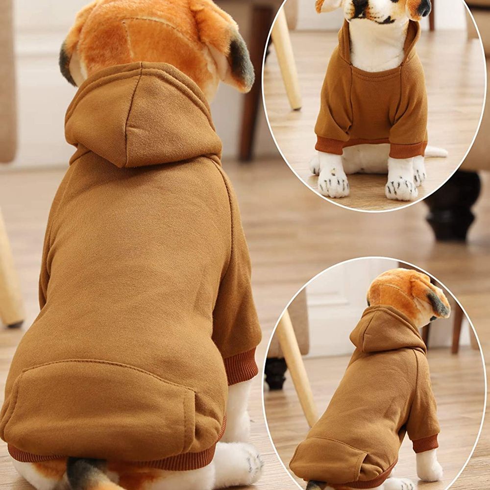 AARON1 Áo hoodie cotton màu trơn có túi giữ ấm mùa thu đông dành cho chó mèo chó mèo nhỏ