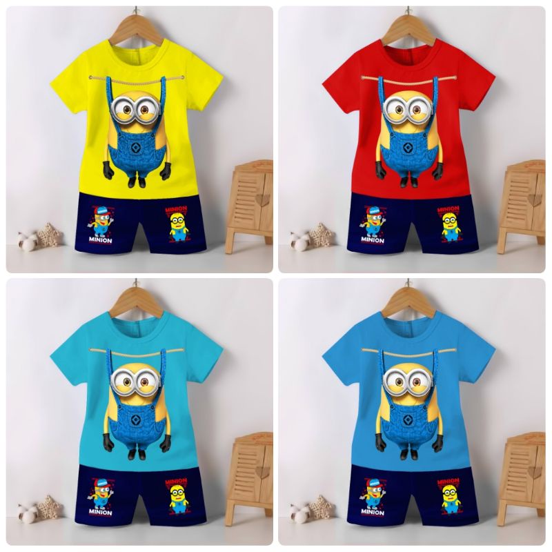 | Bộ Quần Áo Bòo Và Cô Gái Họa Tiết Chuối MINION | Áo Thun In Hình MINION Ngộ Nghĩnh Đáng Yêu Cho Bé 1-7 Tuổi | Asherkids