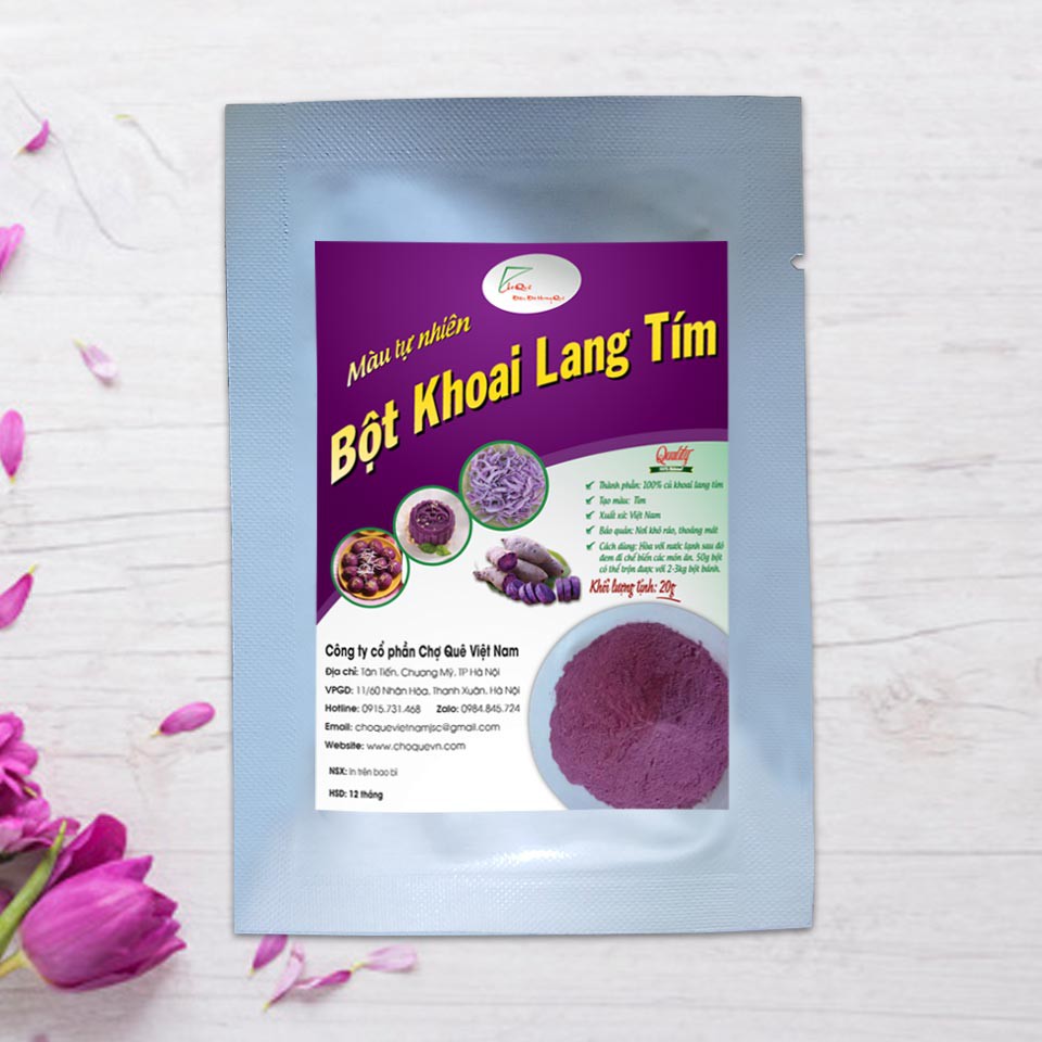 Bột Khoai Lang Tím Gói 20g/50g/100gr Nguyên Chất 100% Từ Củ Khoai Lang Tím Dùng Tạo Màu Tím Cho Các Loại Bánh, Trà Sữa