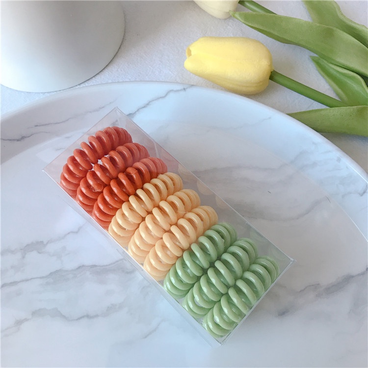 Set 9 Dây Buộc Tóc Lò Xo Dạng Dây Điện Thoại