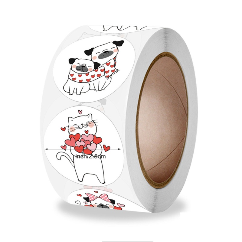 Cuộn 500 Nhãn Dán Hình Động Vật Hoạt Hình Đáng Yêu