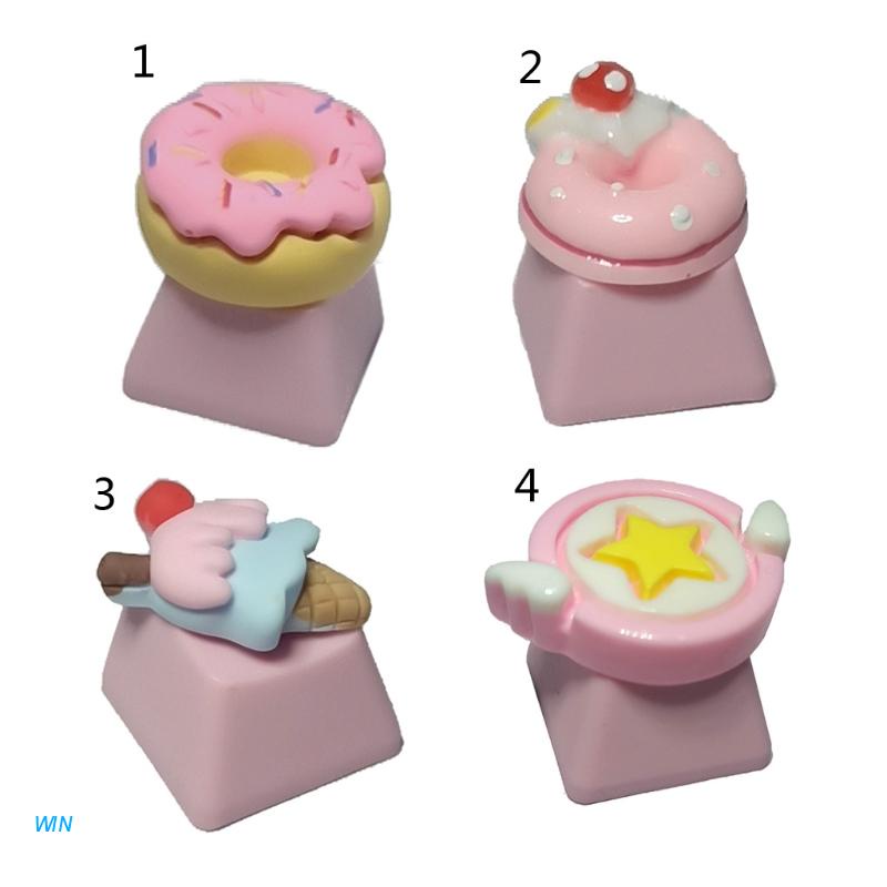1 Nút Bàn Phím Hình Cây Kem Màu Hồng Dễ Thương Diy Pbt Cho Bàn Phím Cơ R4 Height
