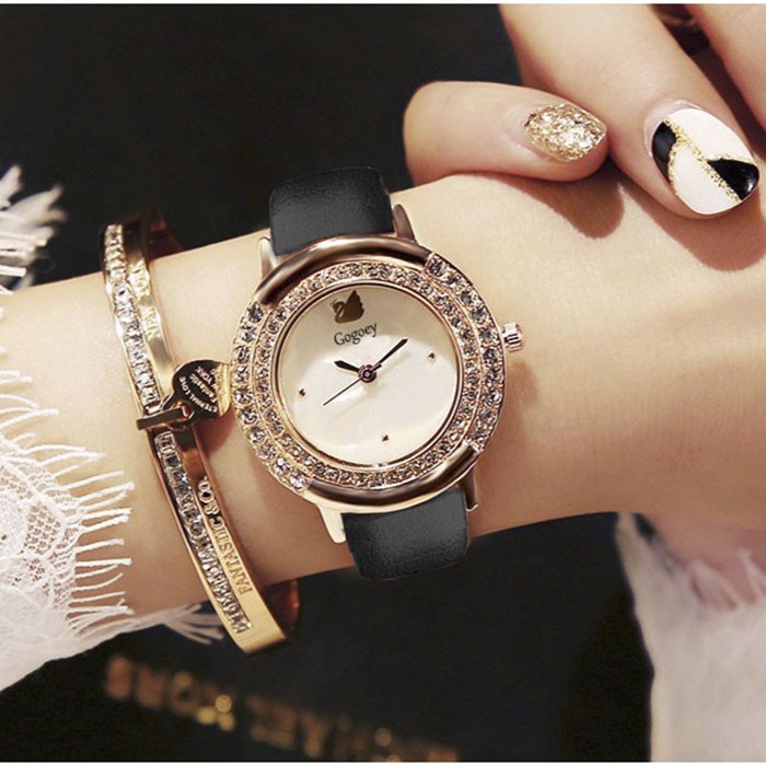 Đồng Hồ Nữ GOGOEY 291 Viền Đá Cao Cấp Chống Nước 3ATM Dây Da Trẻ Trung | BigBuy360 - bigbuy360.vn