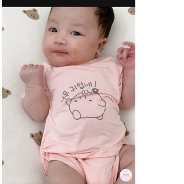 Bộ cộc tay Punchun phong cách Hàn cho bé trai bé gái