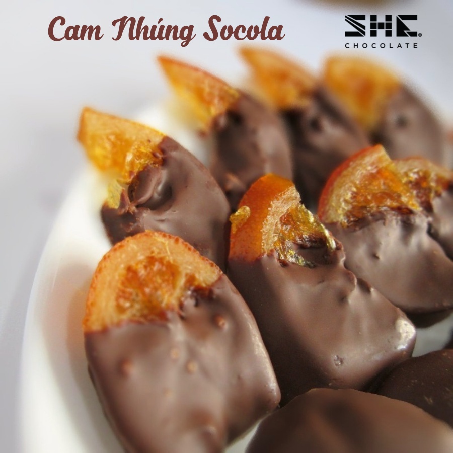 [Siêu ngon] Socola nhúng Trái cây 4 vị ( Cam, Tắc, Xoài, Kiwi ) - Túi 50g - Hũ 120g- SHE Chocolate - Thơm ngon bỗ dưỡng