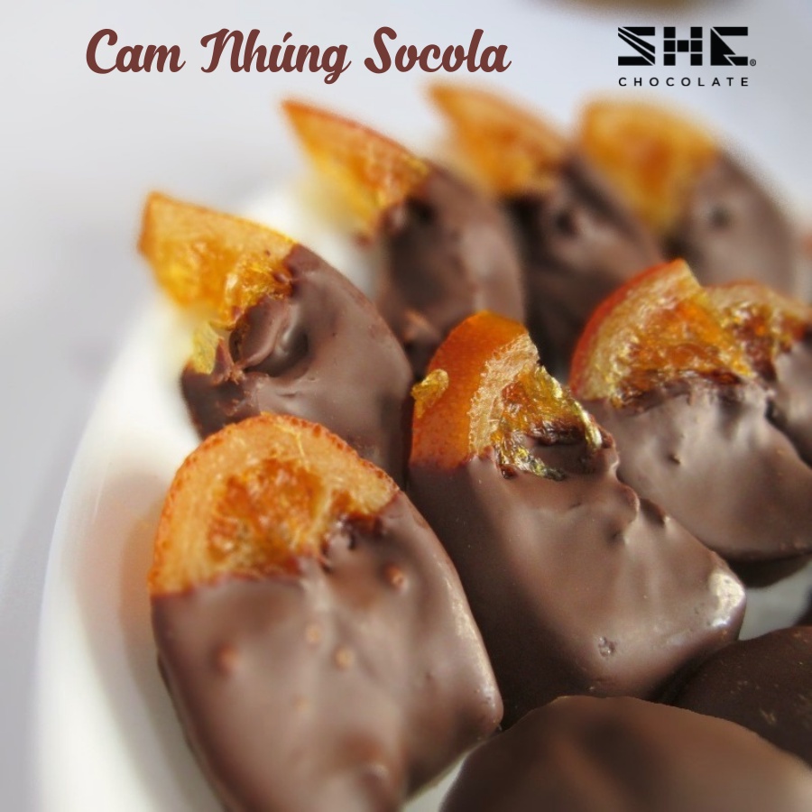 [Giá dùng thử] Socola nhúng trái cây ( Cam, Xoài, Tắc, Kiwi) - Túi 50g - SHE Chocolate - Thơm ngon và thích hợp ăn vặt