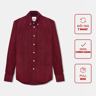 Áo sơ mi nam HUSSIO tay dài vải nhung tăm form chuẩn