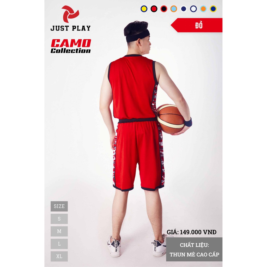 Set Quần Áo Bóng Rổ Camo Đỏ Thoáng Mát - ViKi Sport