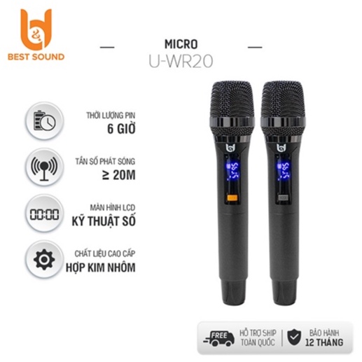Micro chuyên nghiệp Không Dây Karaoke B Y  U-WR20 UHF  bảo hành 12 tháng chính hãng.