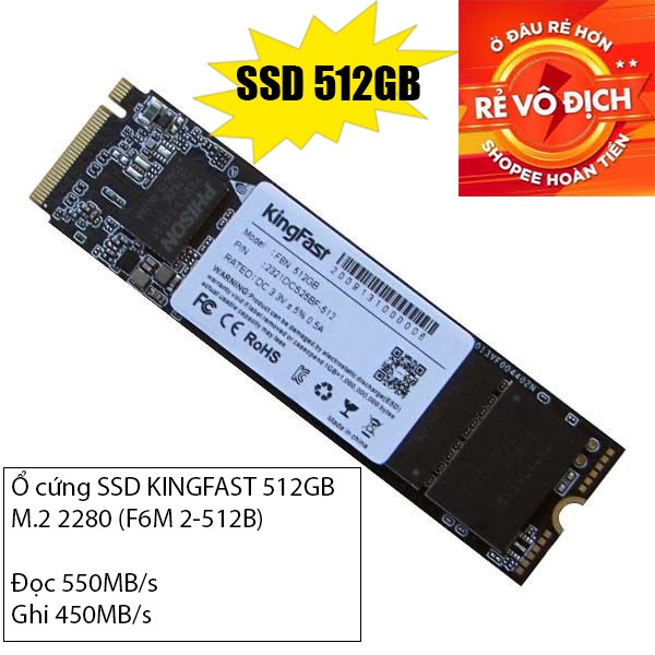 Ổ Cứng SSD 512GB KINGFAST (Cực rẻ) F6M 2 M.2 2280