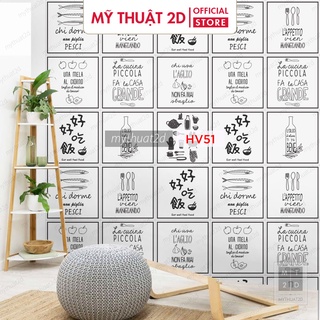 Sét 35 ô Decal gạch bông trang trí quầy quán bar kt 20x20cm/ô_HV51